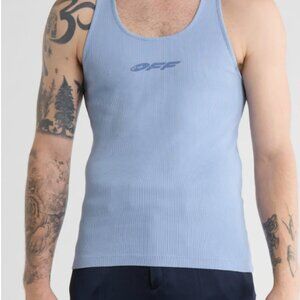 Stretch Cotton Logo Tank Off-White Blue